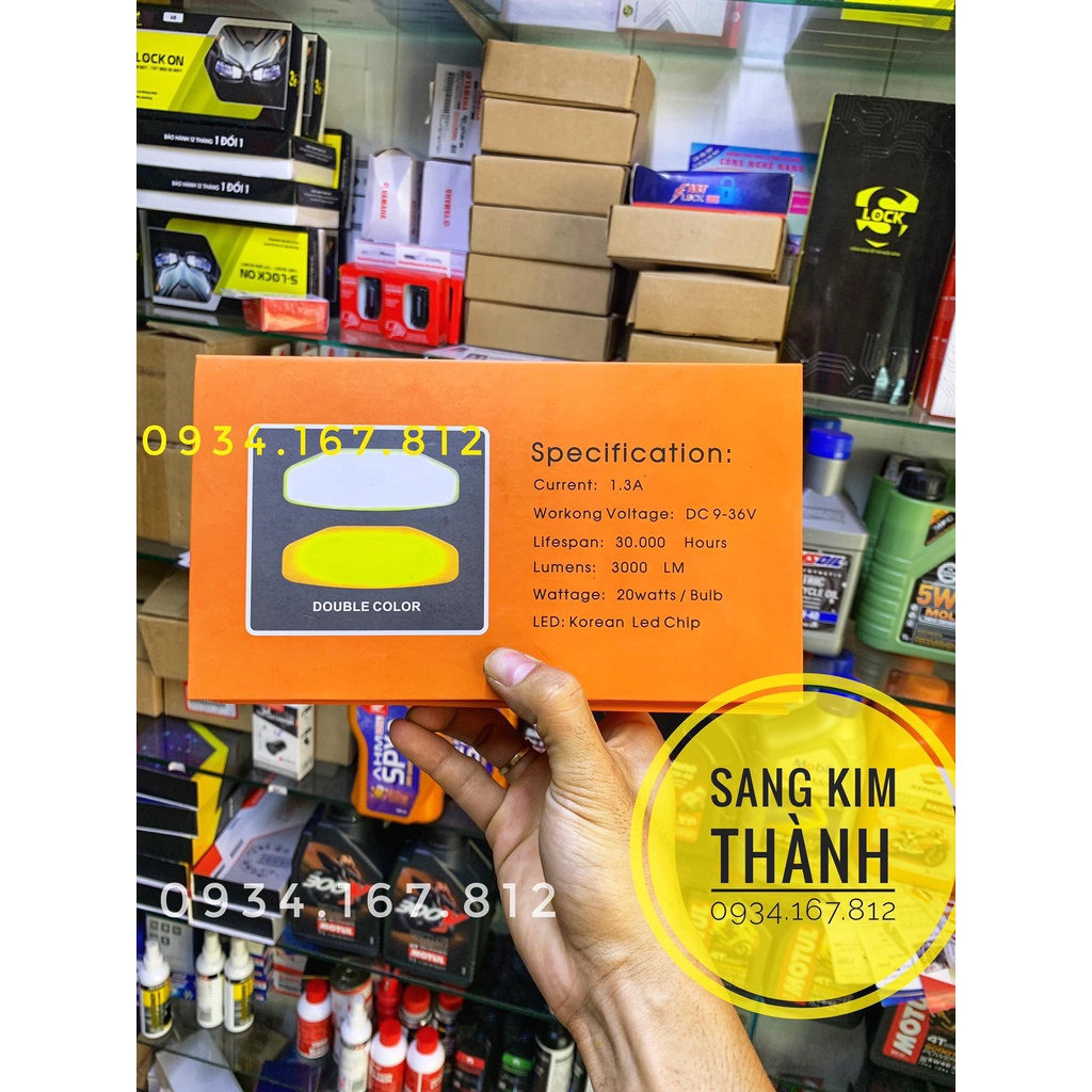 Đèn Bi Cầu Mini Ma Racing Chính Hãng Cos Vàng Pha Trắng