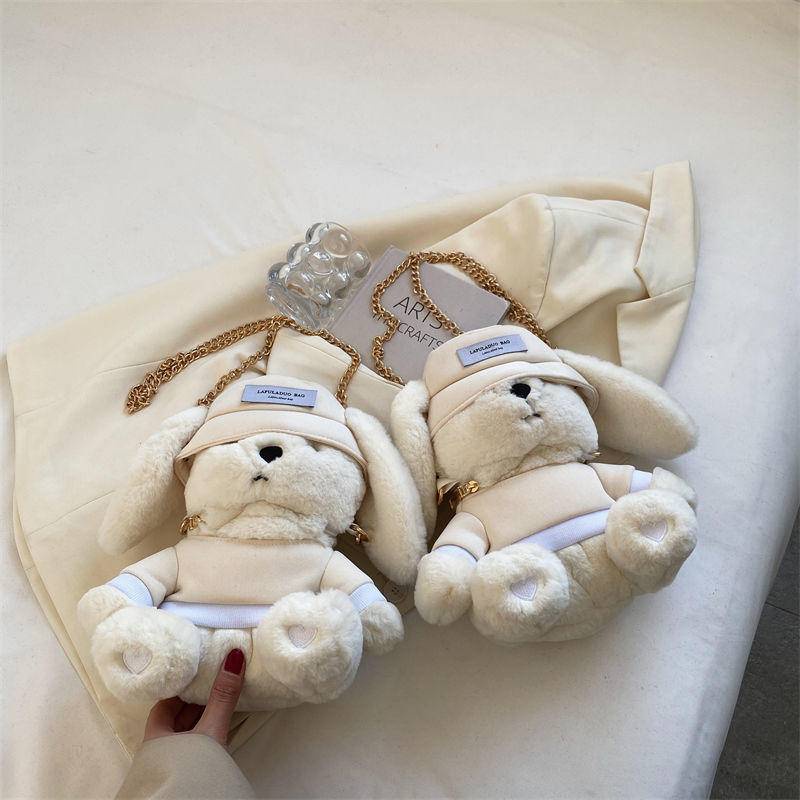 Túi Đeo Chéo Phủ Lông Hình Thỏ Dễ Thương Thời Trang Cho Nữ