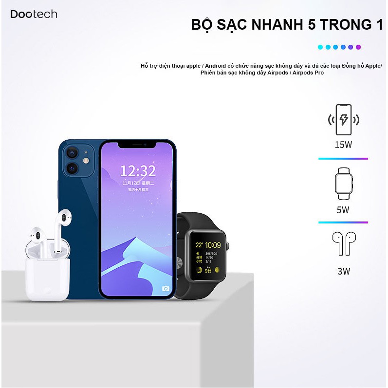 Đế sạc nhanh không dây da năng 5in1