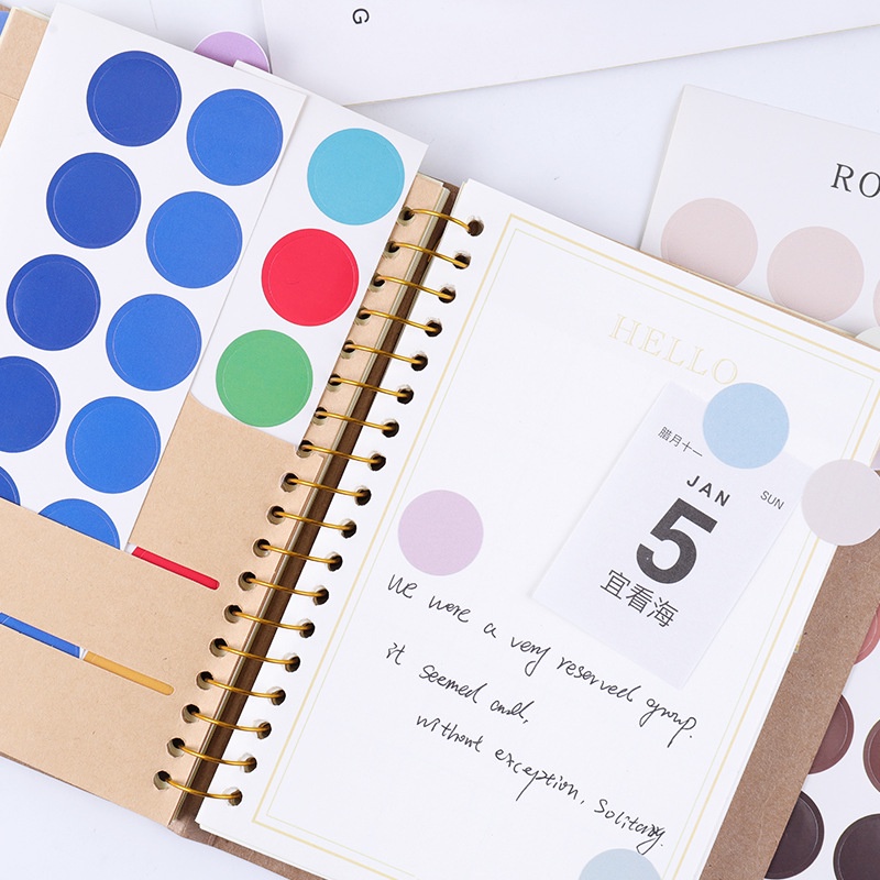 Set 48 sticker hình tròn nhiều màu sắc Morandi, miếng dán hình tròn trang trí sổ tay, bullet journal