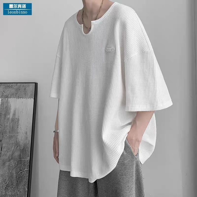 Áo Thun Tay Ngắn Dáng Rộng Họa Tiết Kẻ Sọc Màu Trơn Thời Trang Hàn Quốc Cho Nam