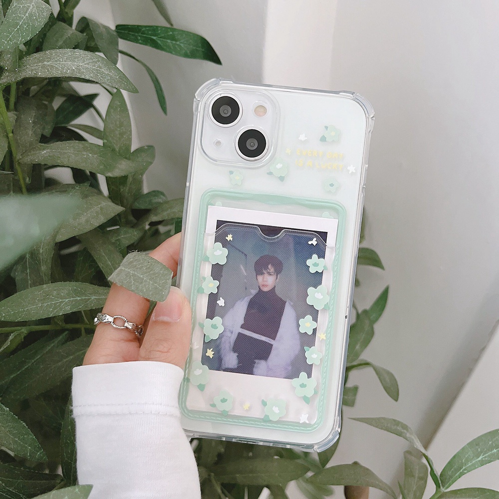 Ốp Điện Thoại TPU Mềm Trong Suốt Họa Tiết Hoa Kèm Ngăn Đựng Thẻ Cho iphone 14 Plus 13 12 11 Pro Max X XR Xs Max 7 8 Plus