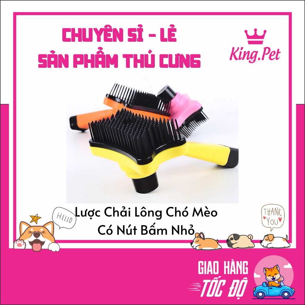 LƯỢC CHẢI LÔNG CÓ NÚT ĐẨY LÔNG CHÓ MÈO