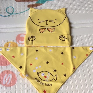 SÉT  KHĂN MŨ YẾM COTTON CHO BÉ