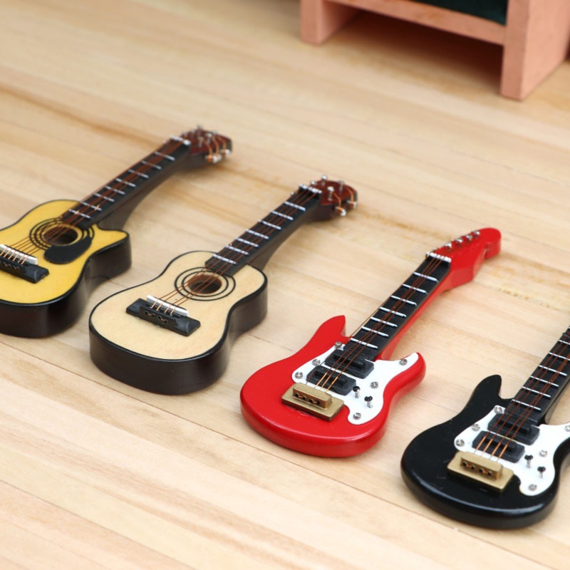 Đồ Nội Thất Mini Hình Đàn Guitar Bass Cổ Điển Cho Nhà Búp Bê