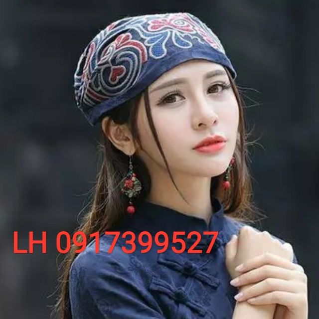 Nón mũ thời trang Hàn Quốc hoạ tiết thổ cẩm VZNL18