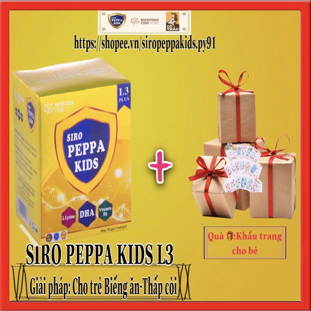 Siro ăn ngon cho bé biếng ăn tăng sức đề kháng ăn ngon ngủ ngon Peppa Kids Plus L3 Tăng cường DHA, CANXI, VITAMIN cho bé