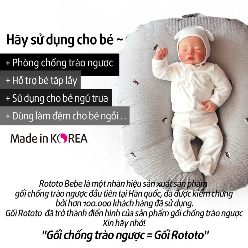 Rototo bebe gối chống trào vỏ gối Cotton - Có bán lẻ vỏ gối