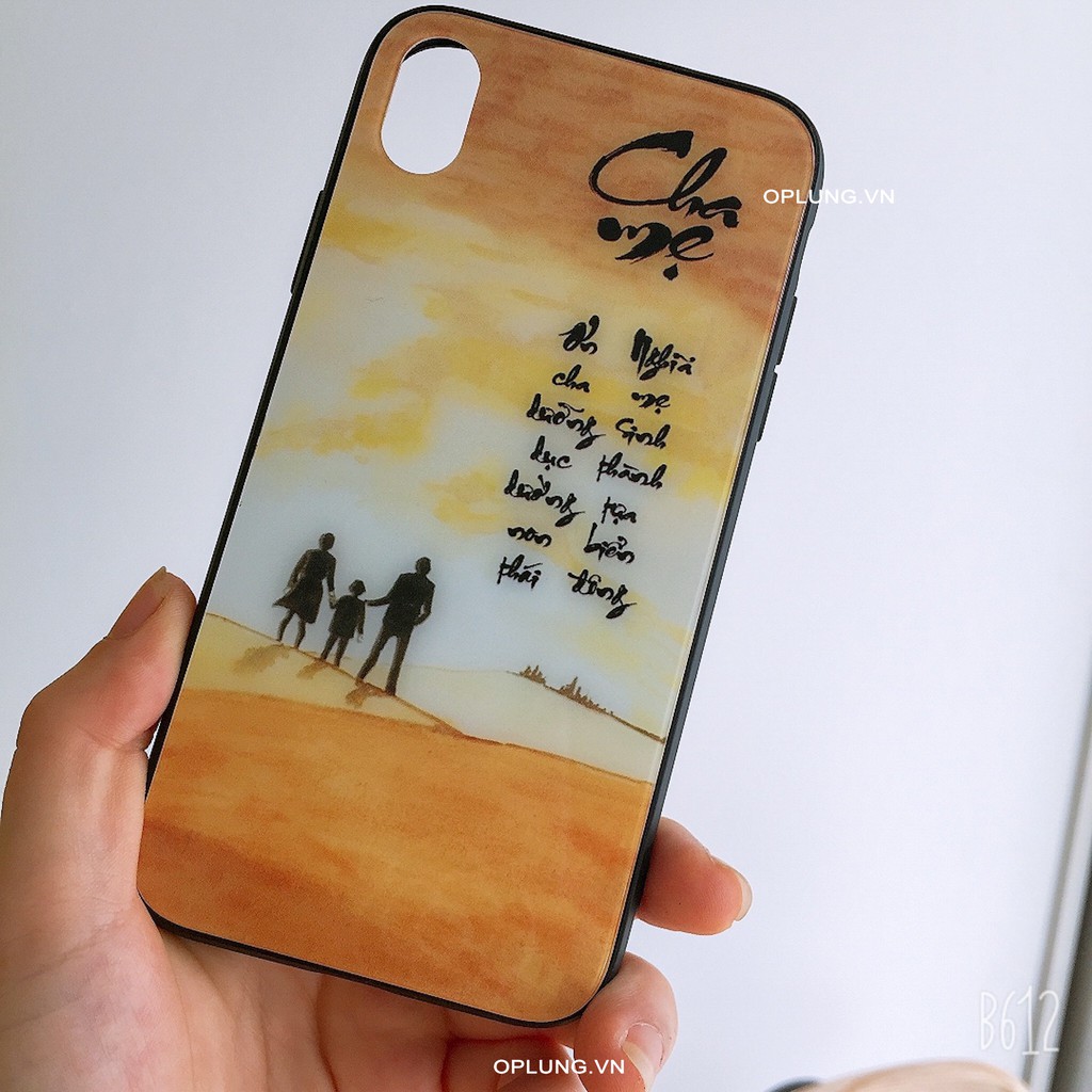 Ốp iphone 7plus- ốp kính tranh thư pháp Cha Mẹ dành cho iphone 7plus đủ mã từ 6 đến 11 pro max 12promax 13 pro max