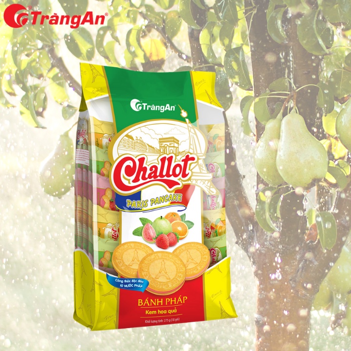 Tràng An - combo bánh gồm: 1 gói bánh quy nhân mứt hỗn hợp Bista 192g và 01 gói bánh Pháp Challot nhân kem hoa quả 275g