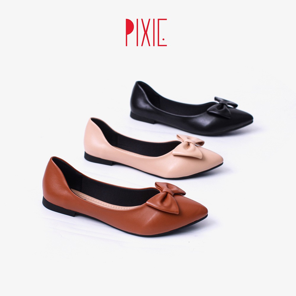 Giày Búp Bê Mũi Nhọn Đính Nơ Pixie X488