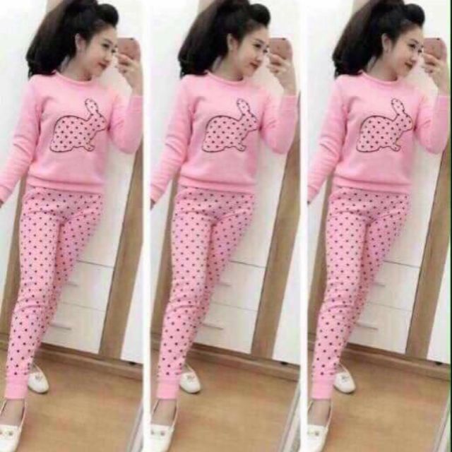 Bộ nỉ thu đông hình thỏ | BigBuy360 - bigbuy360.vn