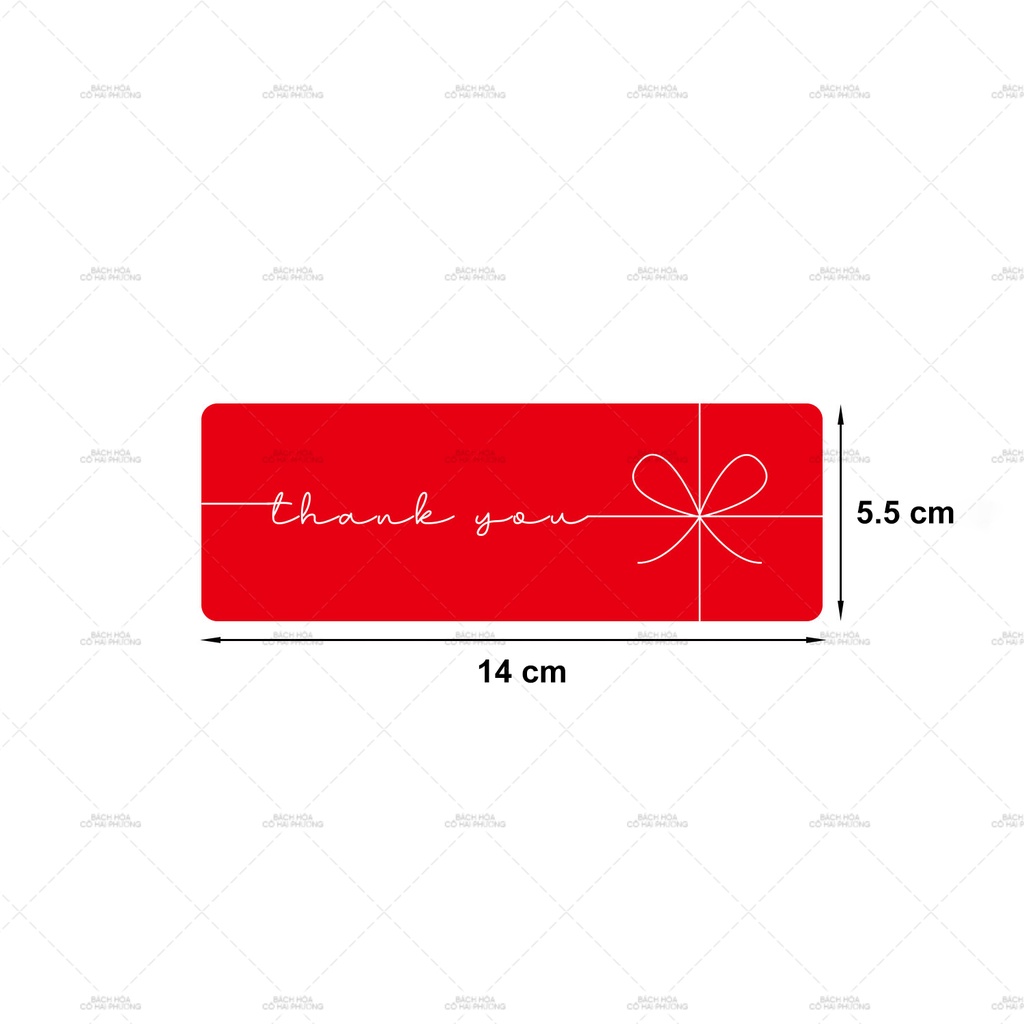 SET 5 TEM DÁN NƠ ĐỎ THANK YOU/CẢM ƠN - Mẫu Nơ đỏ