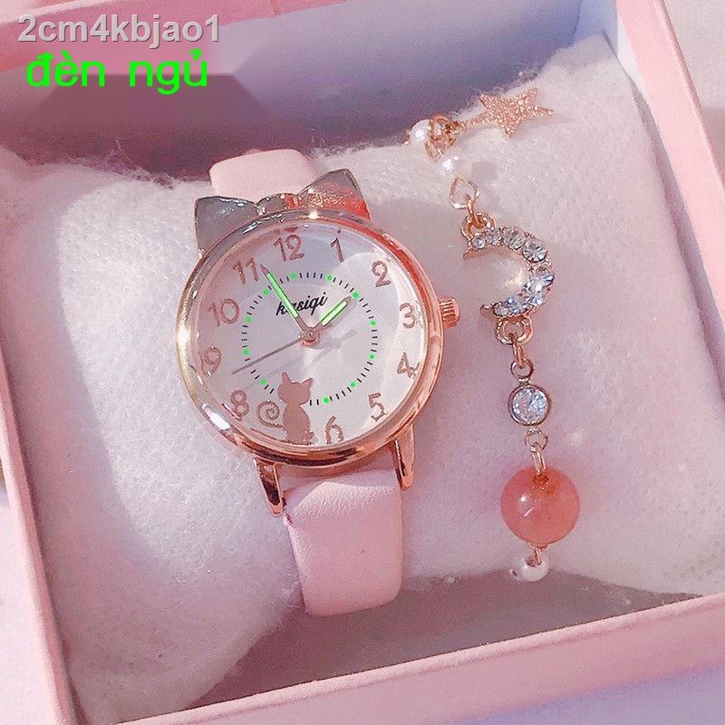 ✢◎✳Đồng hồ trẻ em nữ chống thấm nước học sinh tiểu lớp ba cô gái 10 tuổi sáng dạ nhà bé điện tử dễ thương