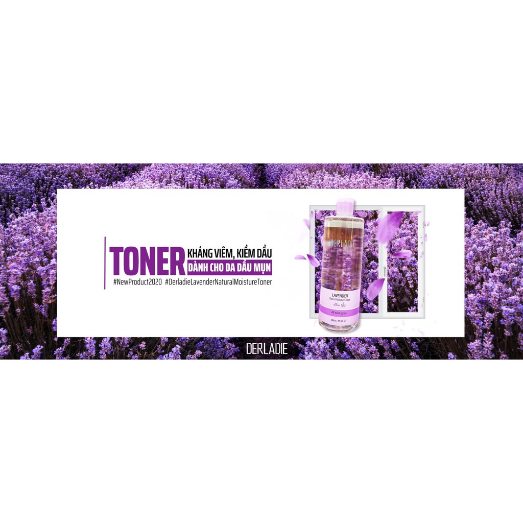 Nước Hoa Hồng Dành Cho Da Mụn Chiết Xuất Lavender Derladie Lavender Natural Moisture Toner 500ml