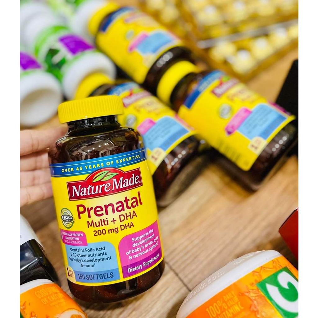 Bổ bầu Prenatal Multi + DHA Nature Made 150 viên của Mỹ