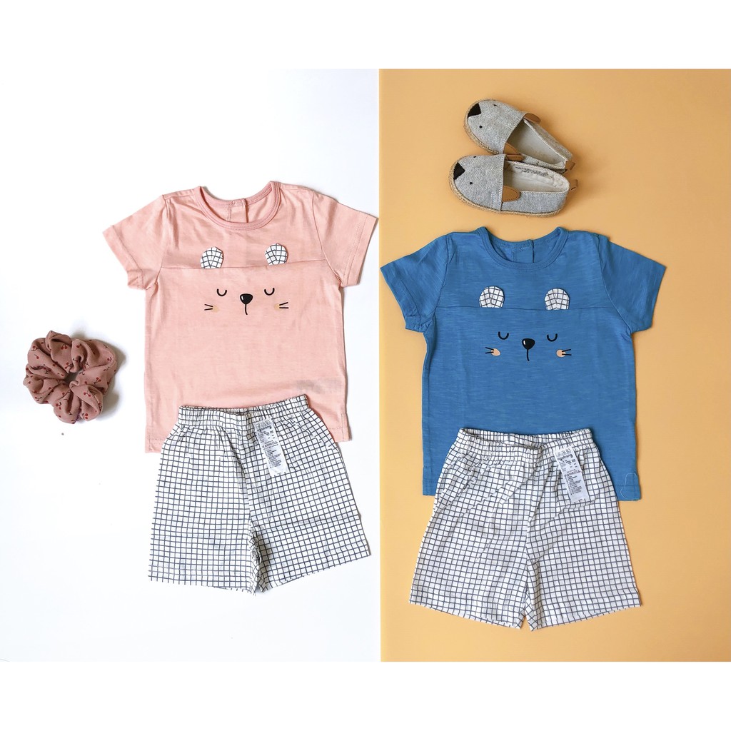 Set gấu Agabang cho bé chất liệu cotton xước 12-20kg 2 màu siêu yêu