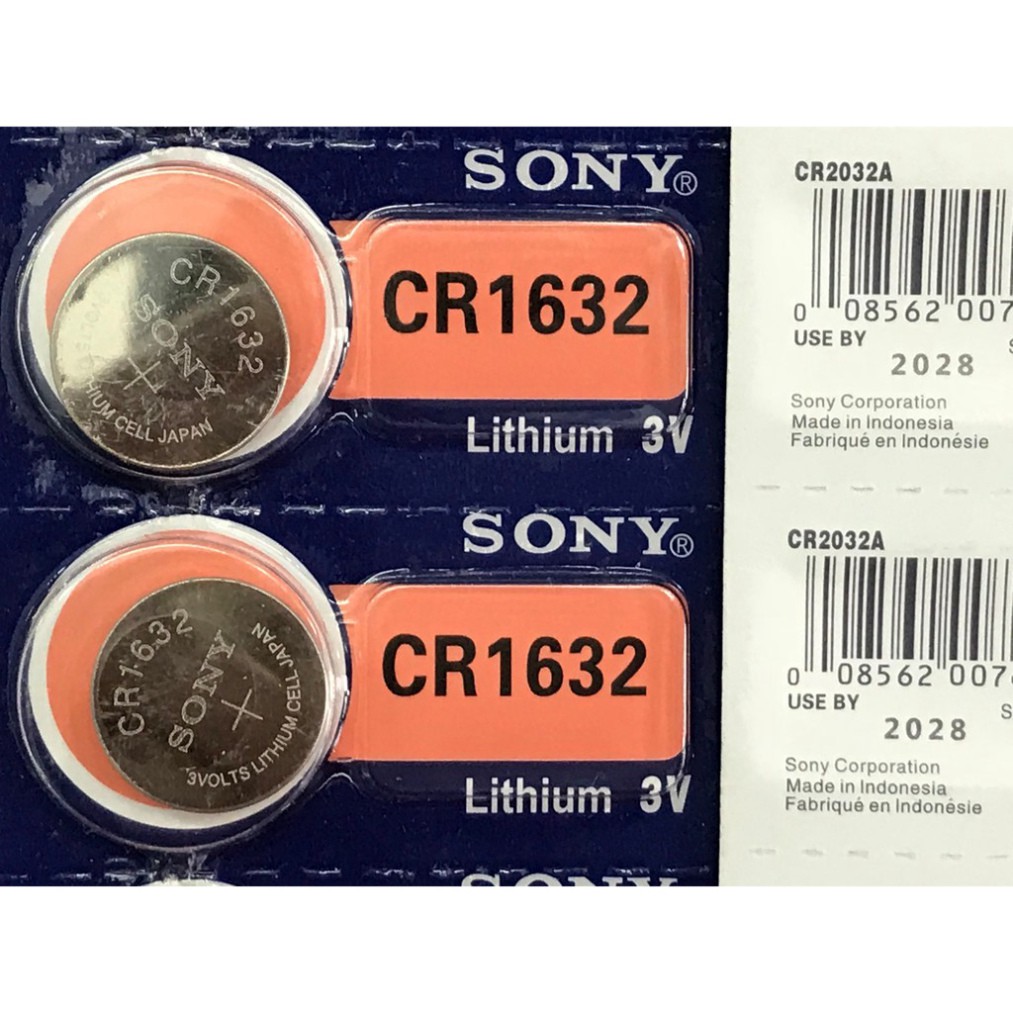 5 viên Pin cúc áo Sony 3V CR2032, CR2025, CR2016, CR1632, CR1620 , CR1616, CR1220 - Pin cúc Sony lithium Indonesia 3V