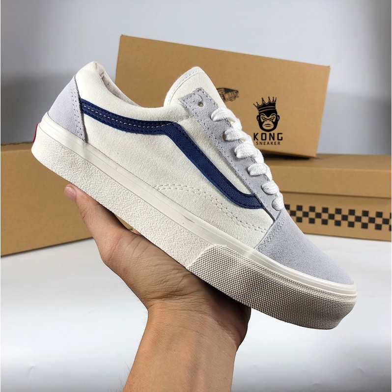 [FullBox] Giày Thể Thao Nam Nữ VA Vault Trắng Kẻ Màu Couple Unisex