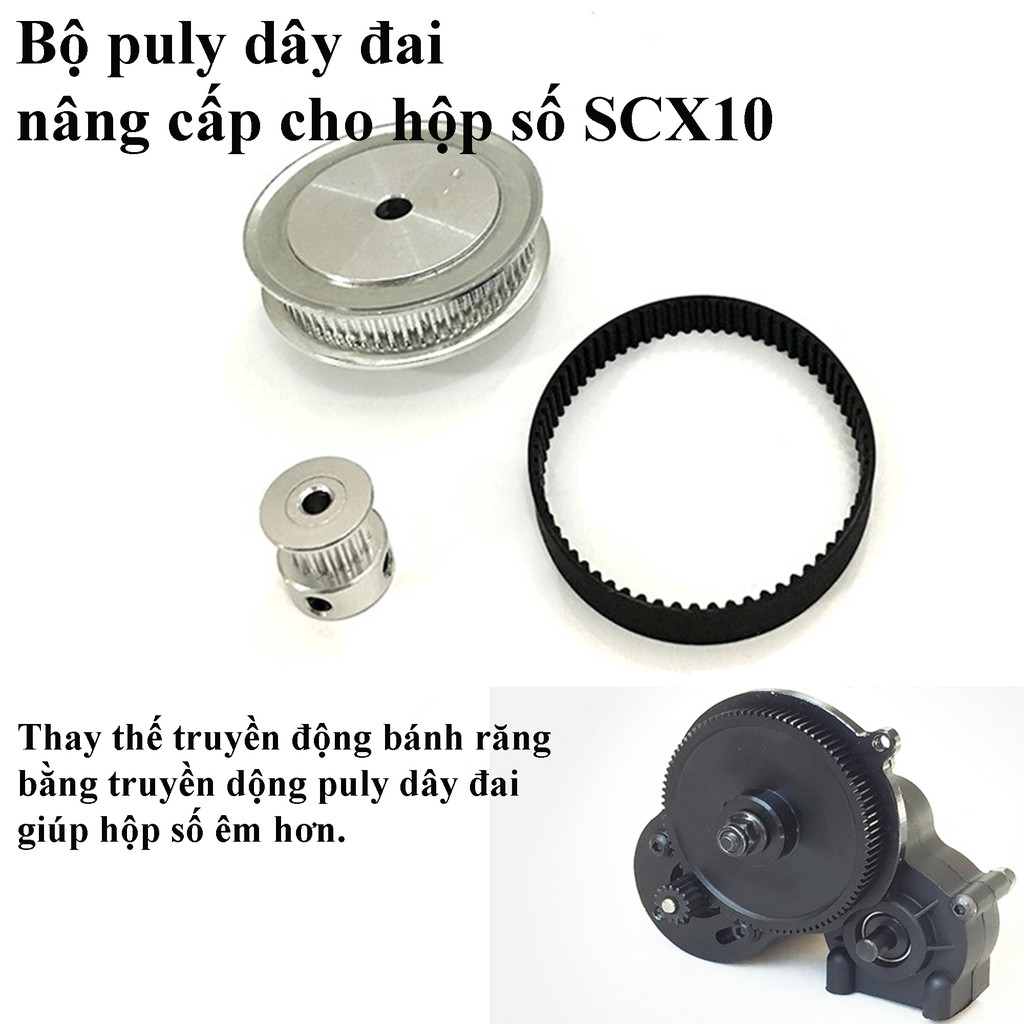 Bộ puly dây đai nâng cấp hộp số SCX10 xe điều khiển từ xa 1:10