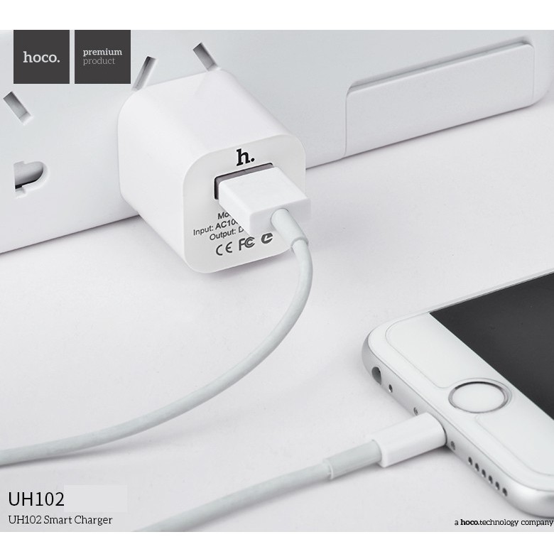 Củ sạc HOCO UH102 Chính Hãng Cao Cấp - Hỗ trợ sạc nhanh - Sạc iPhone Android 5V/1A