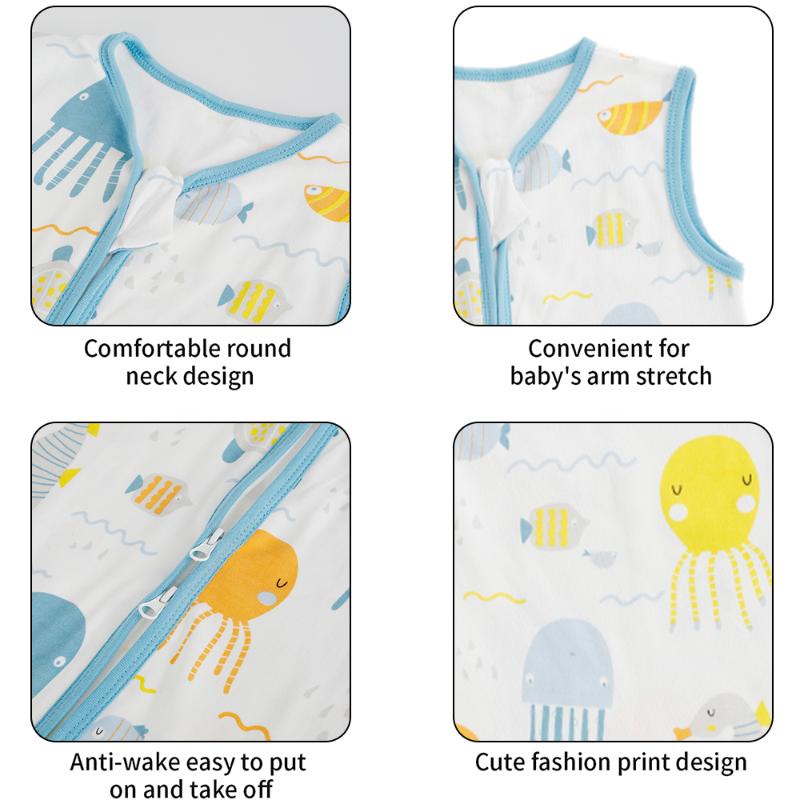 Túi ngủ sát nách khóa kéo đôi in hoạt hình đáng yêu thời trang mùa hè cho bé