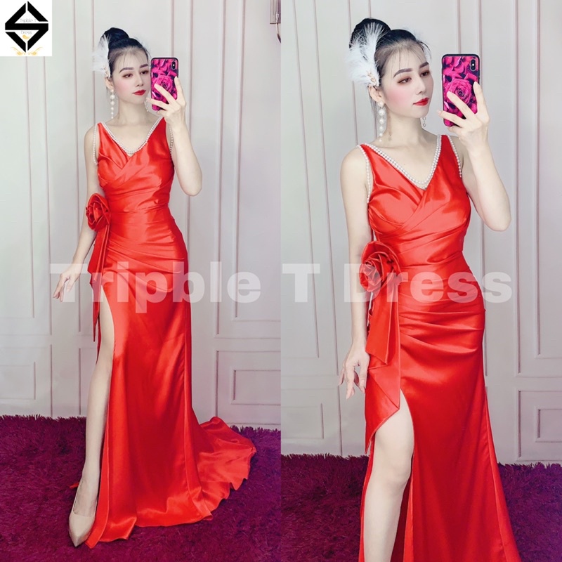 Đầm maxi body dạ hội xẻ đùi TRIPBLE T DRESS -size M/L (kèm ảnh/video thật) MS20Y