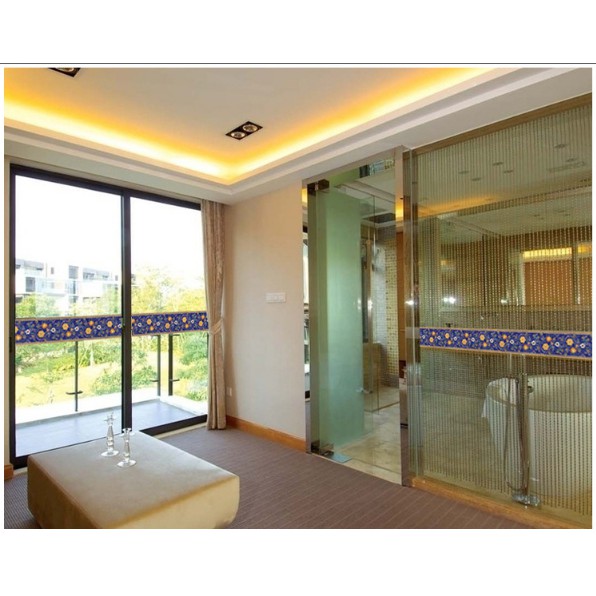 Decal trang trí viền tường Hoa Văn Xanh đậm