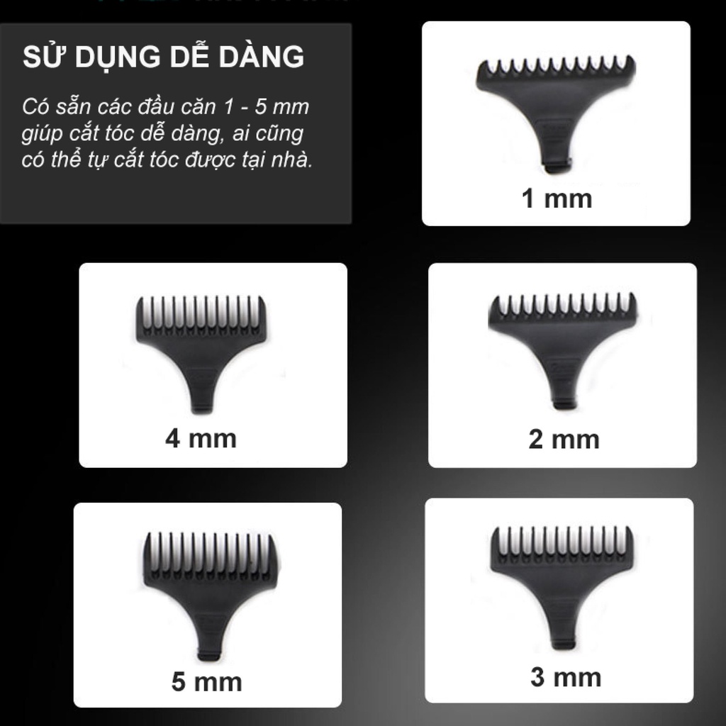 Tông đơ cắt tóc nam không dây VGR chuyên nghiệp dùng cho gia đình người lớn trẻ em,- TẶNG KÈM 5 ĐẦU CẮT VÀ CHỔI VỆ SINH
