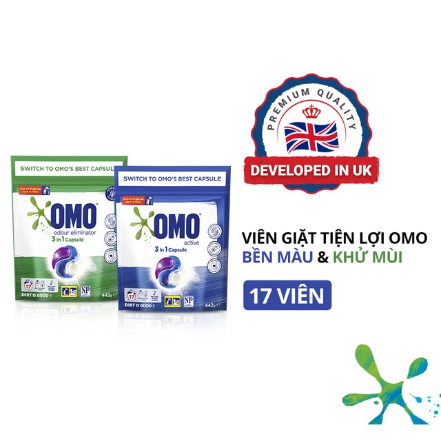 Viên Giặt OMO Công Nghệ Anh Quốc (17 Viên/Túi)