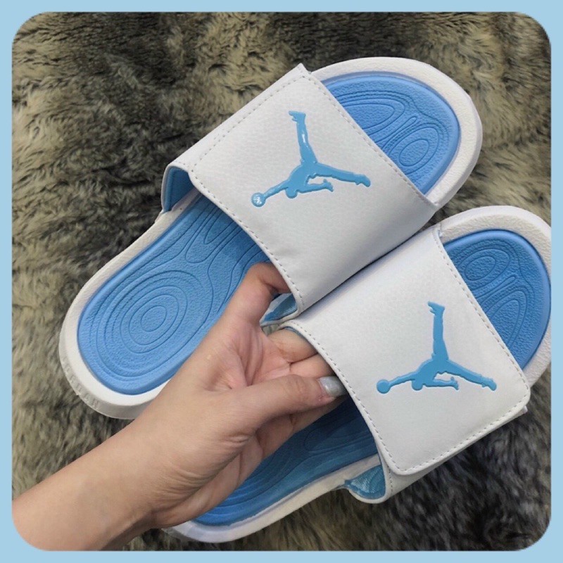 Dép jordan hydro màu trắng lót xanh ❤️ Tặng hộp + Ảnh Thật + Sẵn Hàng ❤️ Full Size nam nữ