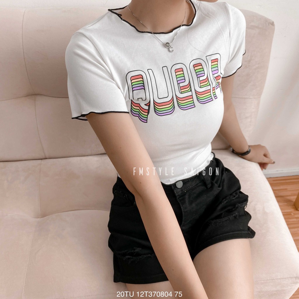 ÁO THUN TAY NGẮN CUỐN BIÊN IN QUEEN (20TU12T370805)