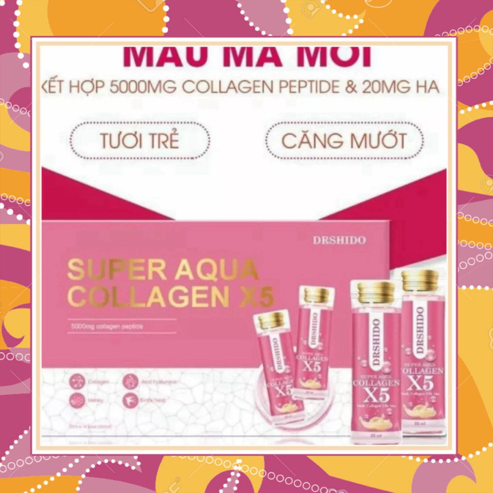 Sale [CHÍNH HÃNG] Supper Aqua Collagen X5, Nước Collagen Yến Sào, Trẻ Hóa Làn Da, Tươi Sáng, Căng Mịn, Săn Chắc PTS