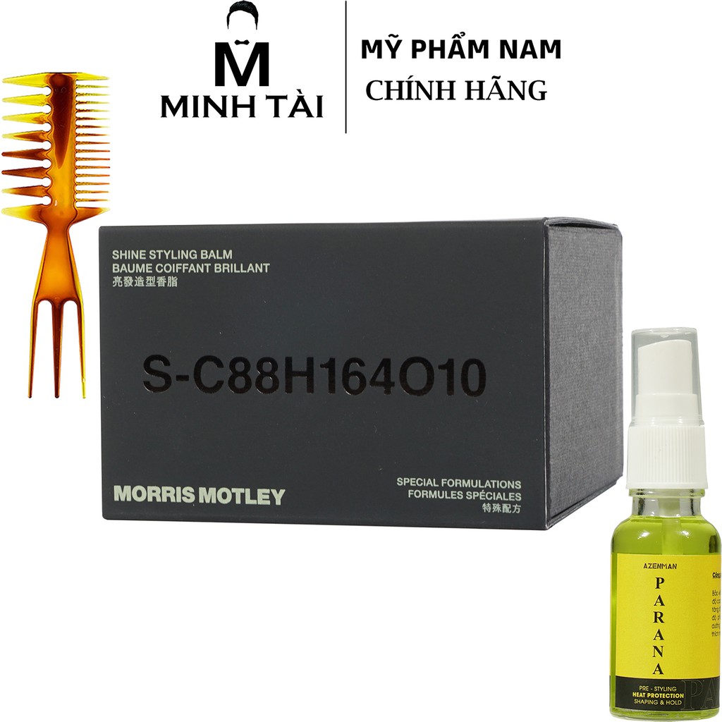 [ Chính Hãng ] Sáp Vuốt Tóc MORRIS MONTLEY Shine Styling Balm 2020 + Pre-styling Azenman Parana 20ml + Lược Tạo Kiểu