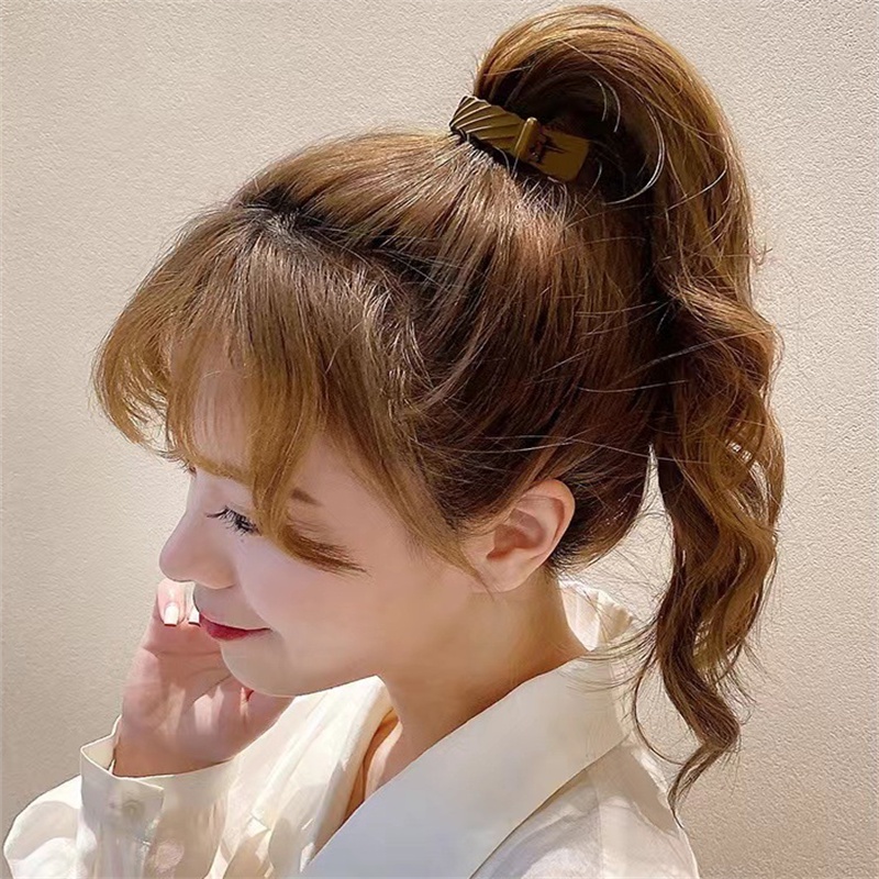 Kẹp Tóc Đuôi Ngựa Cỡ Nhỏ Gắn Bóng Lông Chống Va Đập Cho Nữ