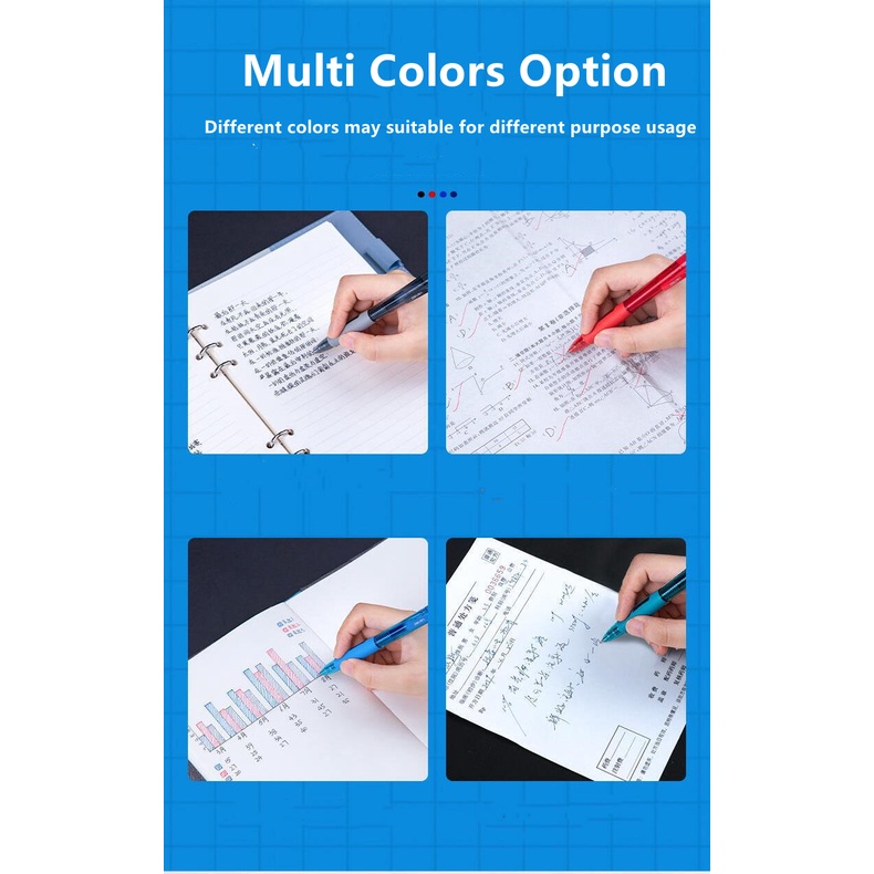 Set 12 Bút Mực Gel Ngòi 0.5mm Màu Đỏ / Đen / Xanh Dương Nhanh Khô