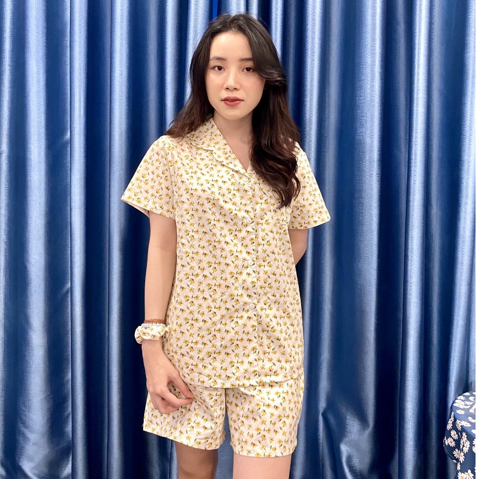[XẢ KHO] Bộ Ngủ Pyjama - Bộ Mặc Nhà Họa tiết Hoa Nhí Vàng Siêu Hot