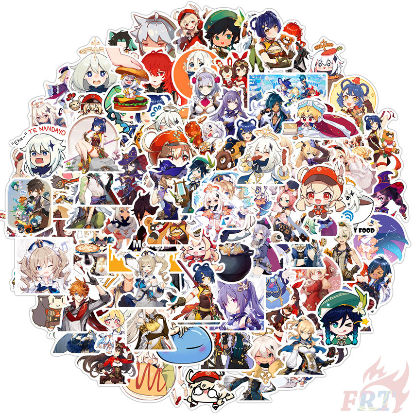 Set 100 miếng sticker Genshin Impact chống thấm nước trang trí DIY