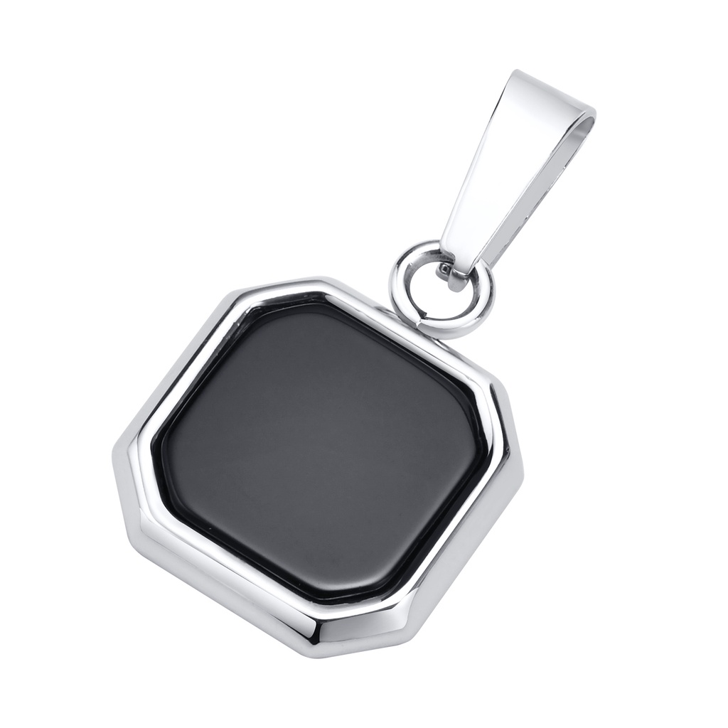 Vnox Vòng cổ Mặt Đá Đen Hình Vuông Đơn Giản Cho Nam