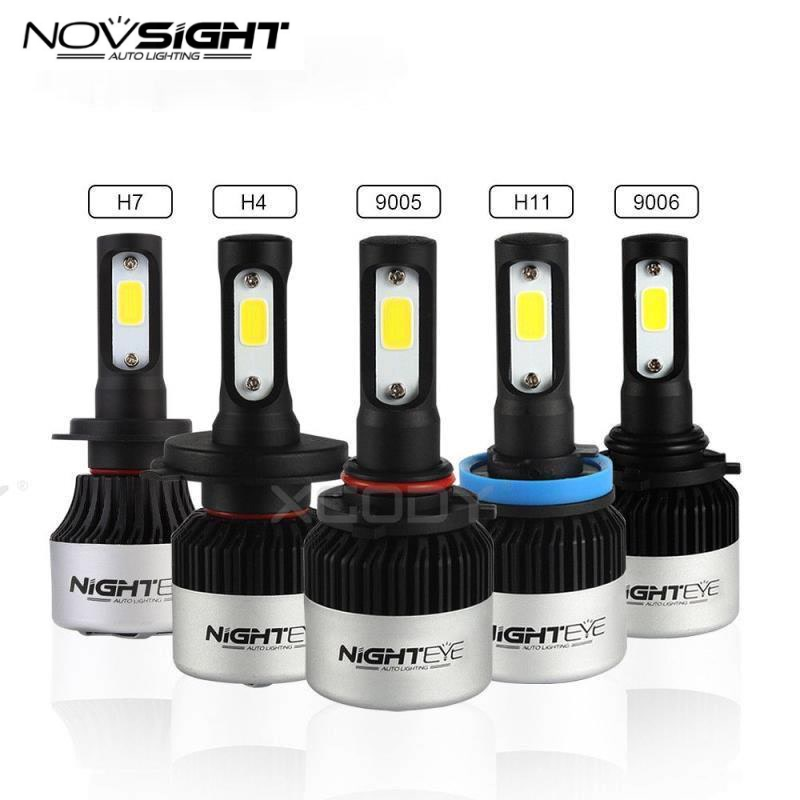 Bộ 2 Bóng Đèn Pha Led NovSight S2 H1 H3 H4 H7 9000lm 72w 6500k Chuyên Dụng Cho Xe Ô Tô