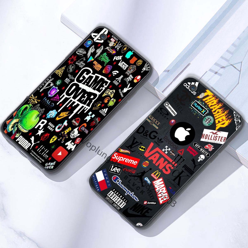 Ốp lưng Iphone 5 / 5S / 5SE in hình thương hiệu thời trang đa sắc cá tính cạnh viền vuông bảo vệ camera