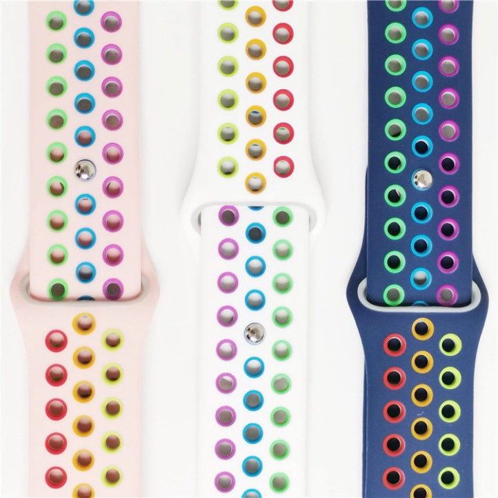 Dây đeo Apple Watch Nike Sport Rainbow cao cấp ôm tay, sang trọng cho Series 7/6/5/4/3/2/1