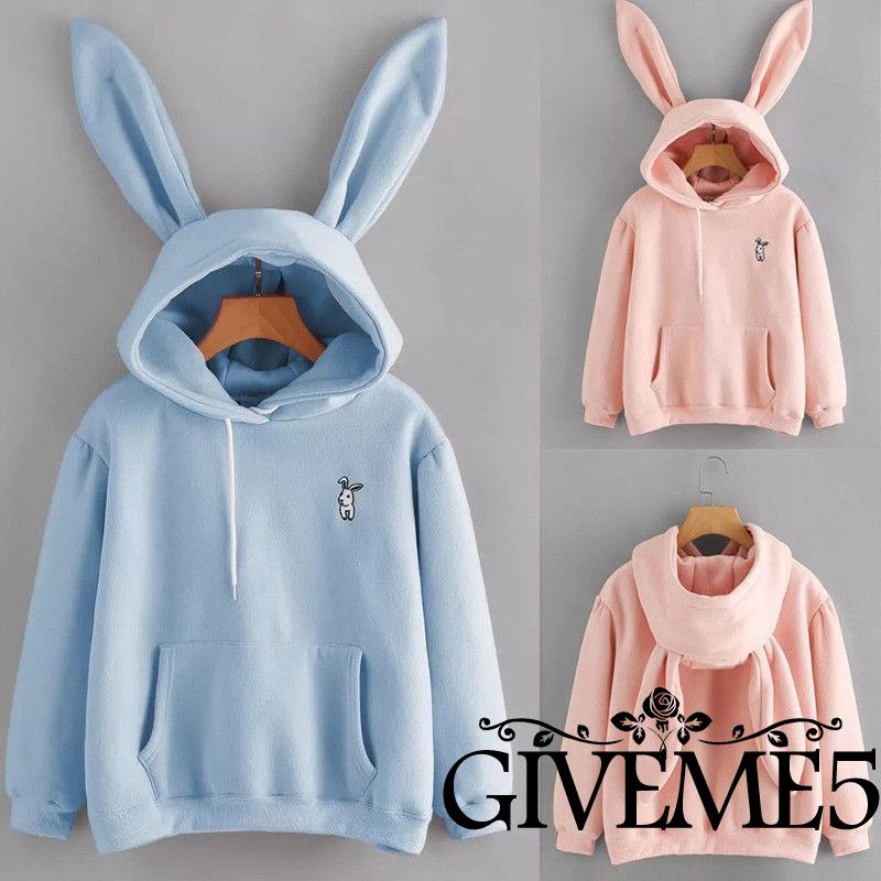 Áo hoodie tai thỏ dễ thương cho nữ
