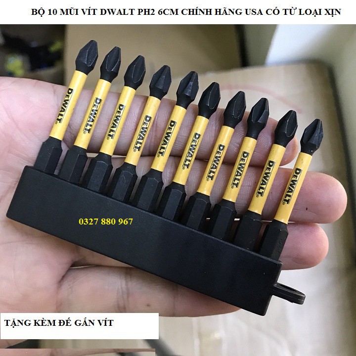 COMBO Bộ 10 Mũi Vít Dewalt Hàng Nhập Mỹ Ph2 - 6cm