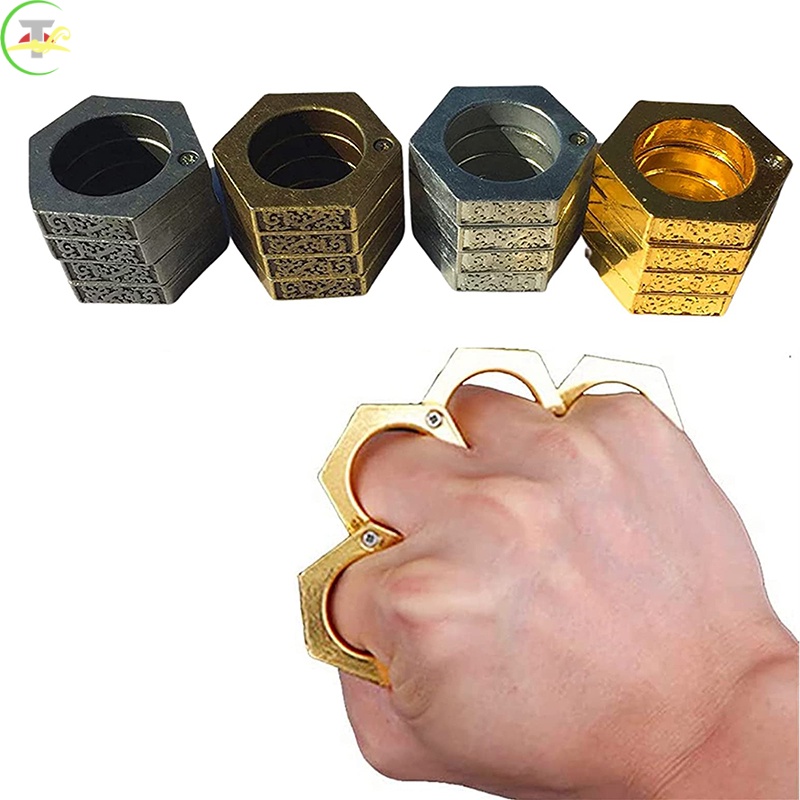 Nhẫn 4 Ngón Hình Lục Giác Cổ Điển Đa Chức Năng Dành Cho Nam Nữ Khi Đi Leo Núi Ngoài Trời