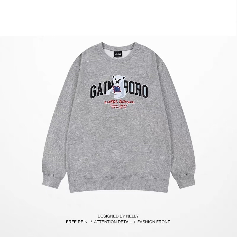 Áo nỉ lót lông Nelly sweater unisex form rộng HEY BIG, áo hoodie không mũ - ALASKA ADVENTURE