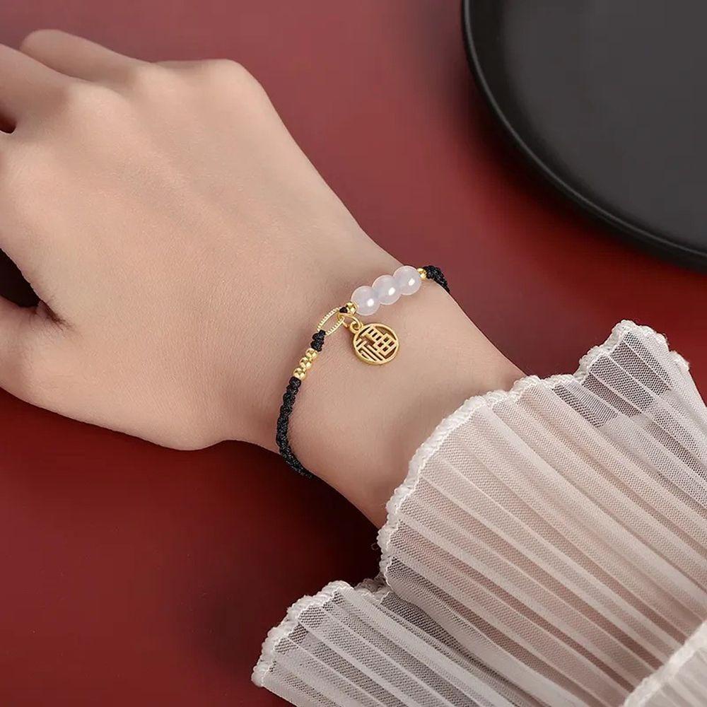 QQMALL Vòng Tay Dây Bện Thủ Công Xỏ Hạt Độc Đáo Sáng Tạo Cho Nữ