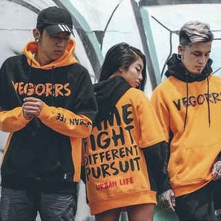 [KÈM ẢNH THẬT] Áo khoác hoodie unisex Cam phối đen