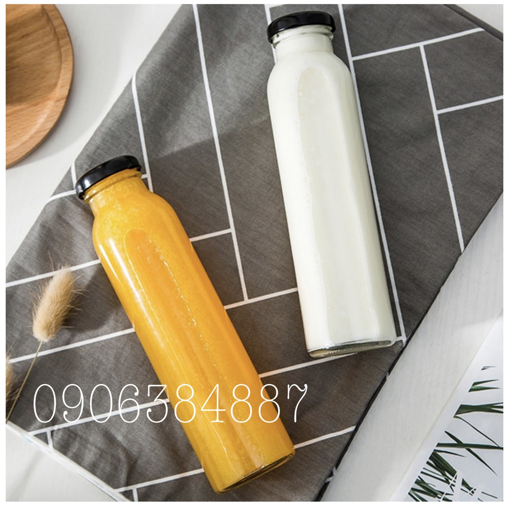 Chai Thủy Tinh Tròn Nắp Thiếc 320ml