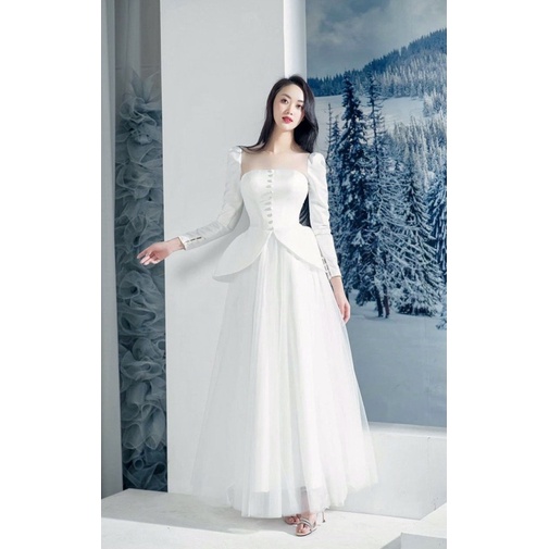 MS1282Y ĐẦM LƯỚI XOÈ TAY PHỒNG PHOM DÀI full size S/M/L/Xl